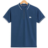 Navy Blue Burberry Textured Dri-Fit Polo!